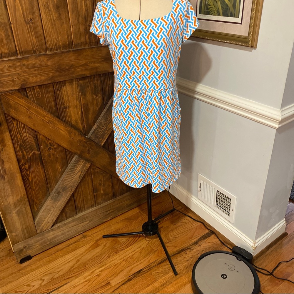 J. McLaughlin Emma Cap Sleeve Dress  Print Pockets Size Medium